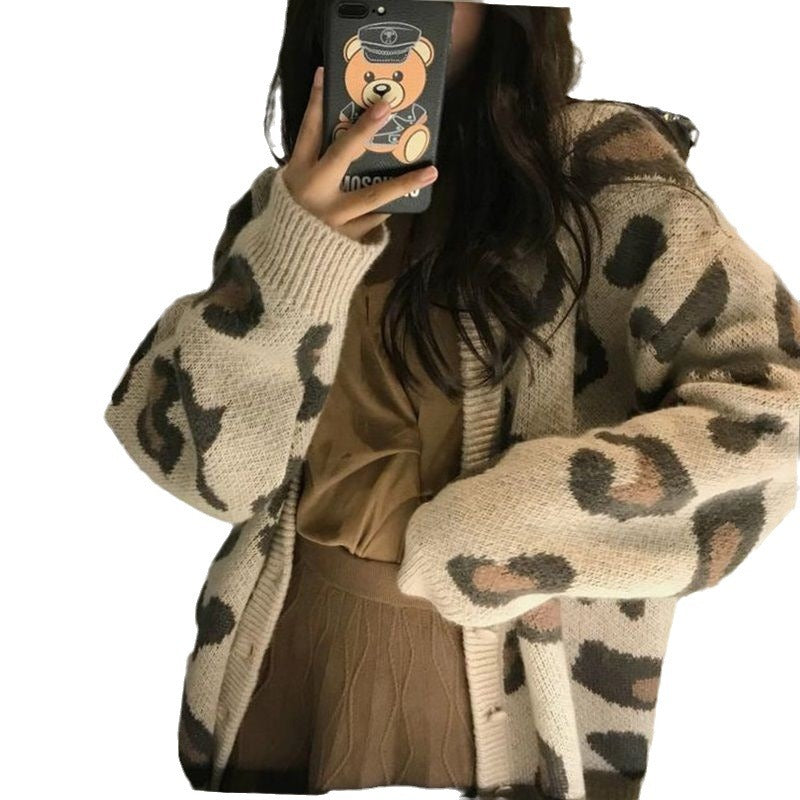 Damen Strickjacke im Leopardenmuster Drune