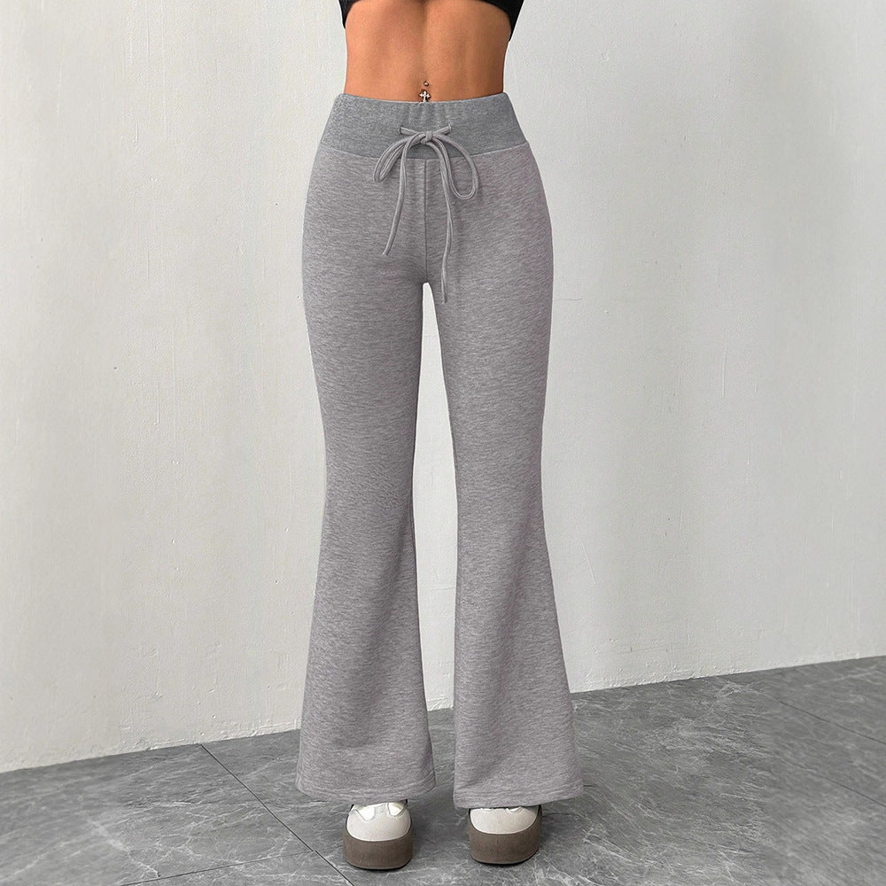 Damen Flared Loungehose mit hohem Bund und elastischem Kordelzug Drune