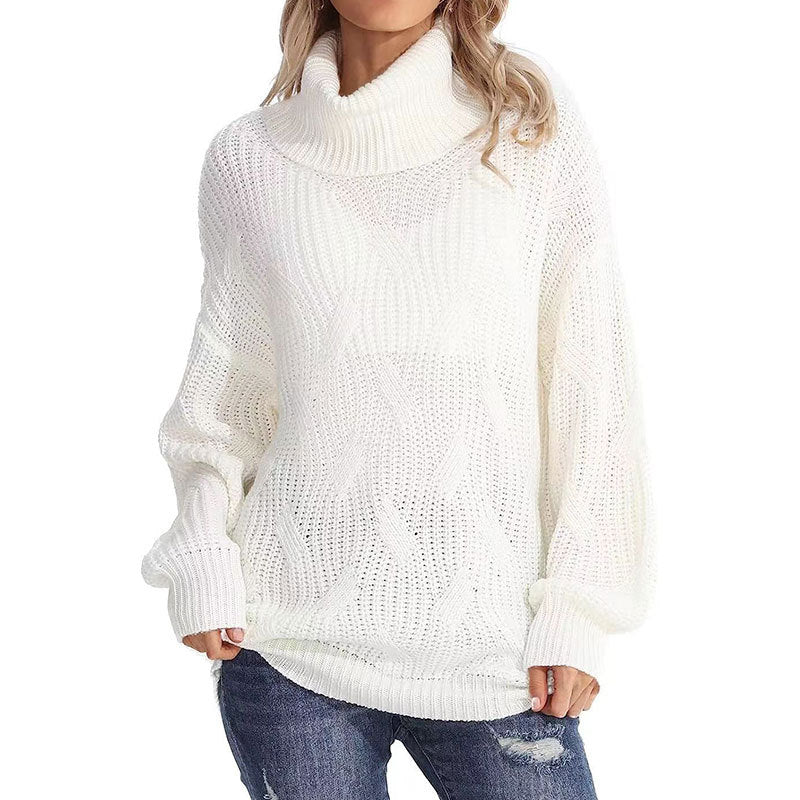 Damen Strickpullover mit hohem Kragen und strukturierter Maschenoptik Drune