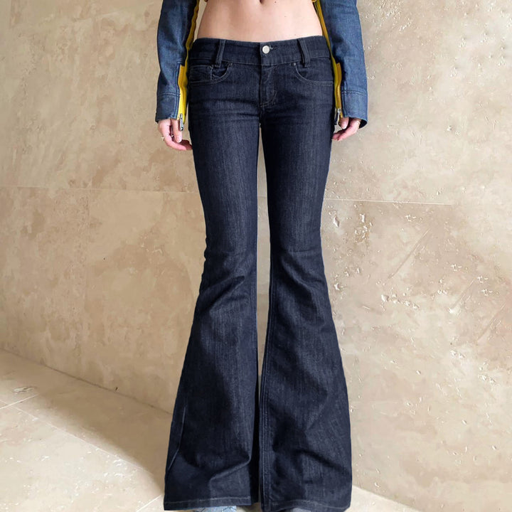 Damen Flared-Jeans mit stark ausgestelltem Schlag und figurbetonter Hüftpassform Drune