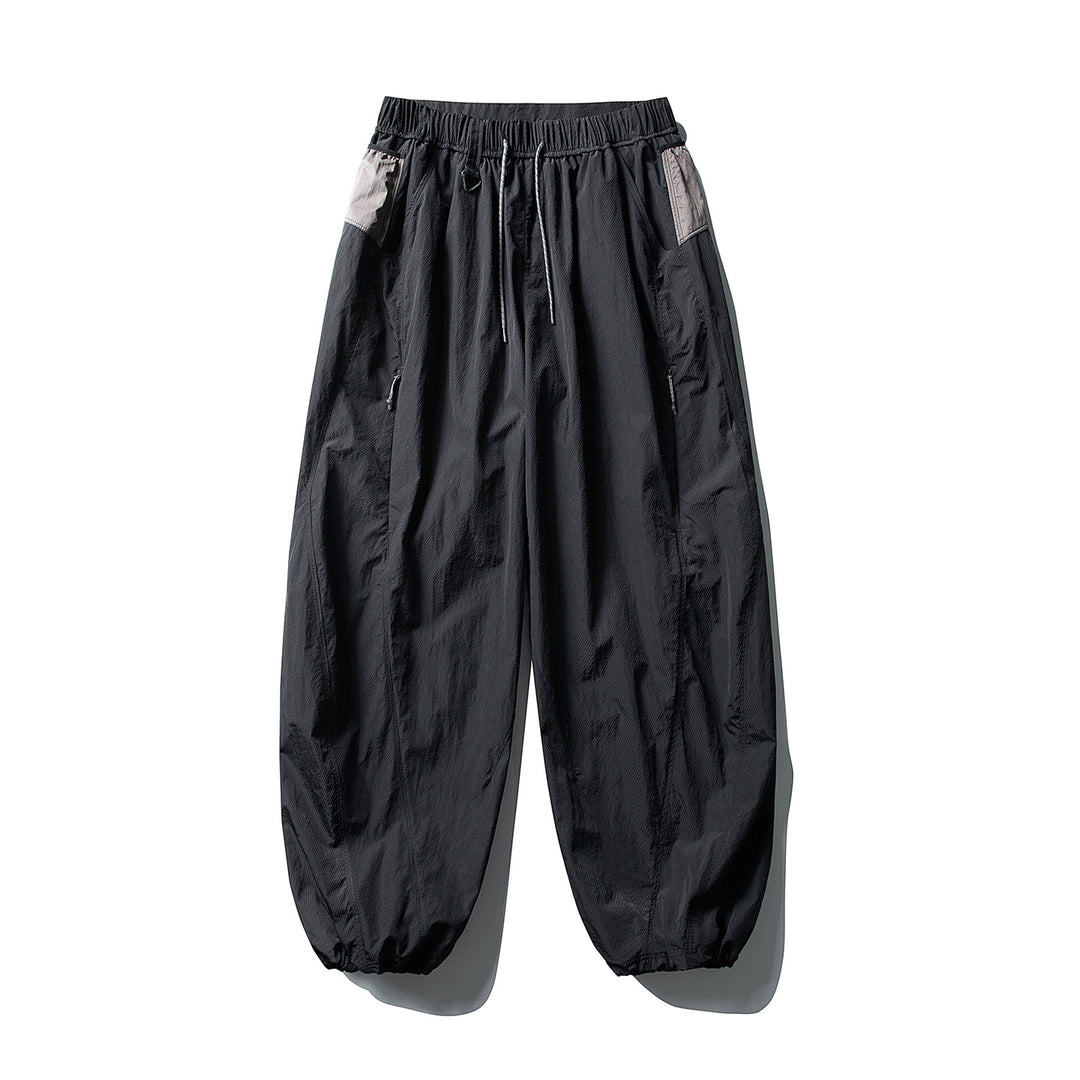 Herren Balloon-Silhouette Ripstop-Freizeit-Hose mit elastischem Tunnelzugbund, Zip-Taschen und D-Ring Drune