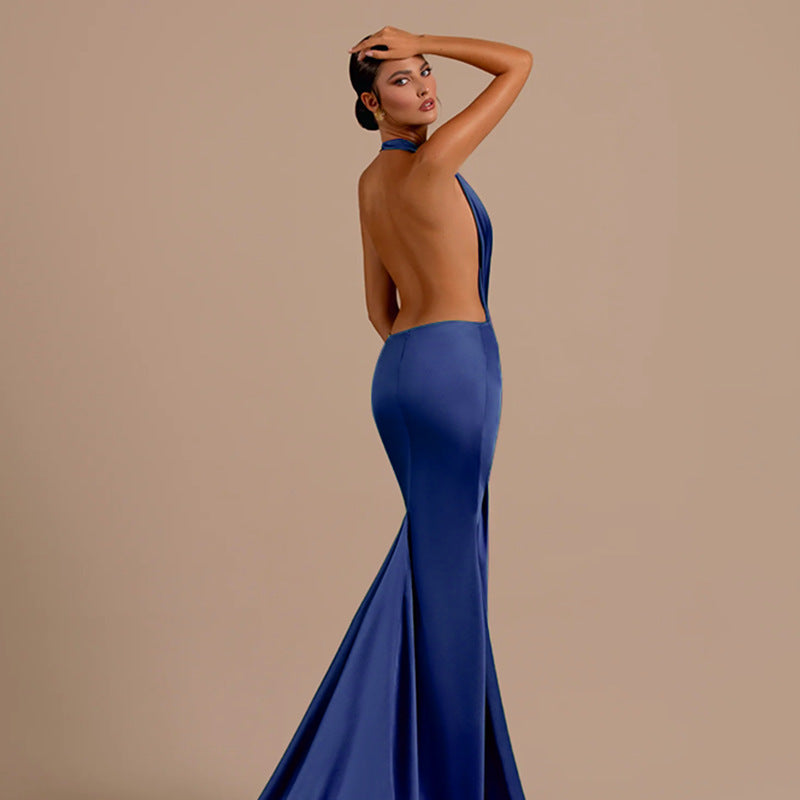 Damen Elegantes Halter-Maxikleid aus luxuriösem satin Drune