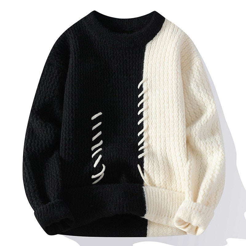 Unisex nan strukturierter Oversize-Strickpullover mit Zopfmuster und dekorativer Steppnaht Drune