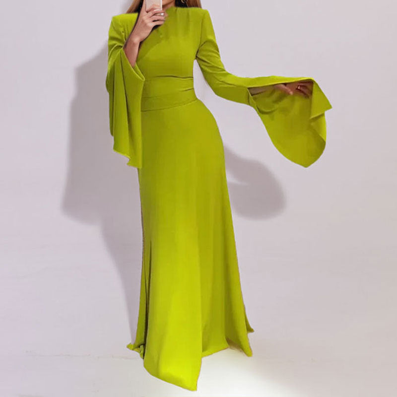 Damen Maxikleid mit schulterfreiem Design und eleganten Glockenärmeln Drune