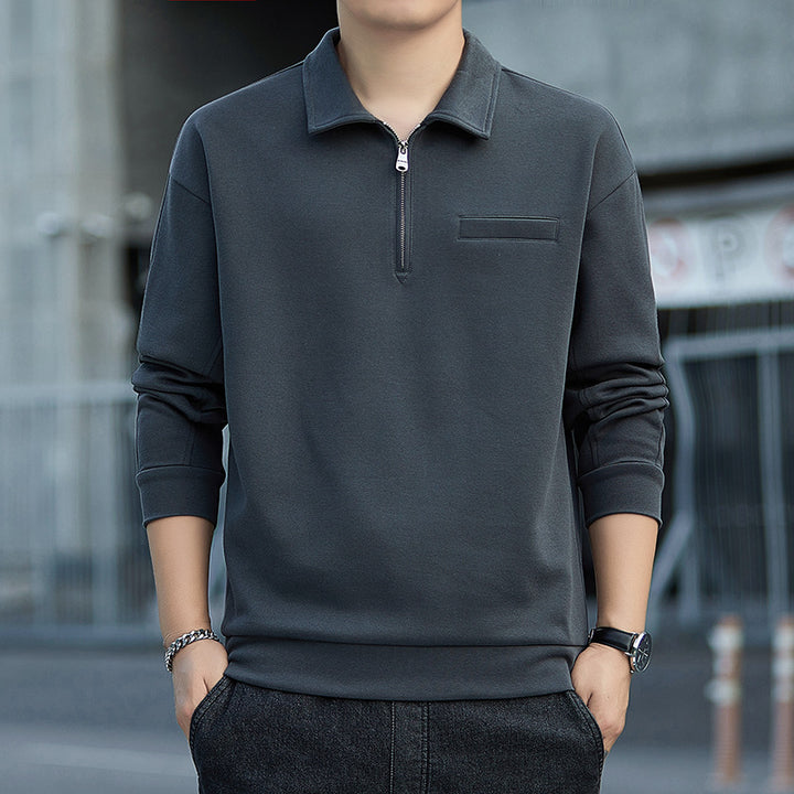 Herren Halbzip-Sweatshirt mit Polokragen und Brustleistentasche Drune