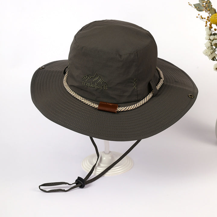 Damen Sonnenhut mit breiter Krempe und integriertem Nackenband Drune
