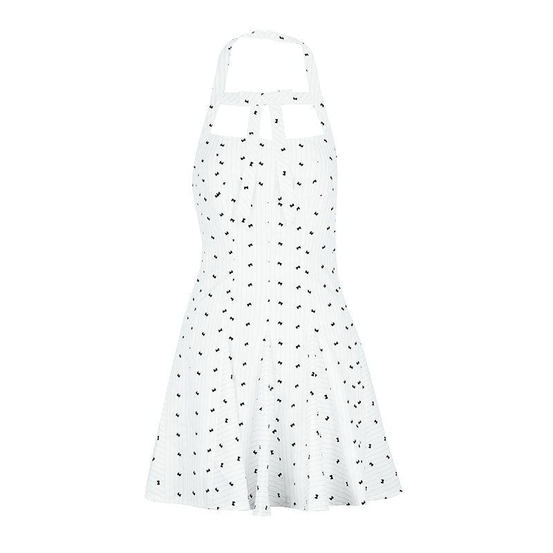Damen Halterkleid mit floralem Design und schwingendem Saum Drune