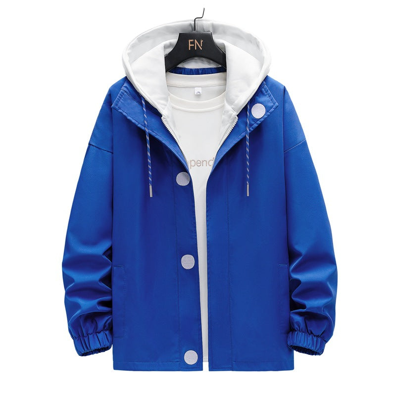 Herren zweilagige Kapuzen‑Overlayerjacke mit kontrastierter Innenkapuze und elastischen Bündchen Drune