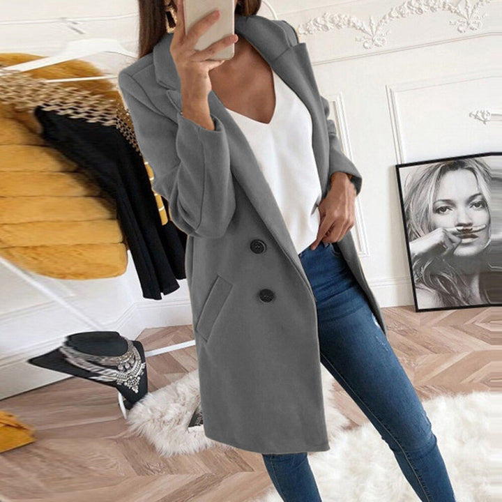 Damen Longline Wolloptik Mantel‑Blazer mit Reverskragen Drune