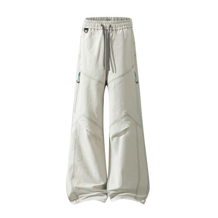 Herren Weite Cargo‑Hose mit Tunnelzugbund, Utility‑Nähten und Reißverschluss‑Taschen Drune