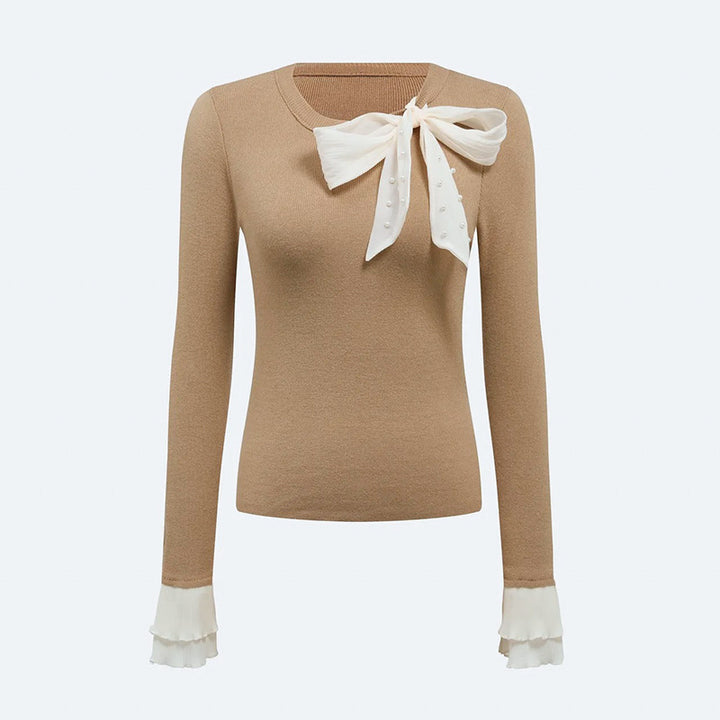 Damen Elegantes Oberteil mit schicker Schleifen-Applikation Drune