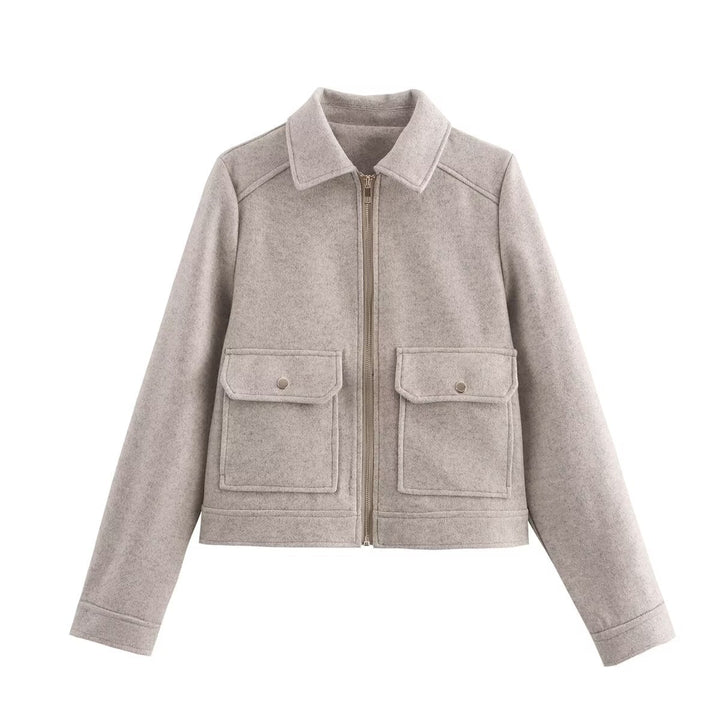 Damen stylische Bomberjacke mit praktischen aufgesetzten Taschen Drune