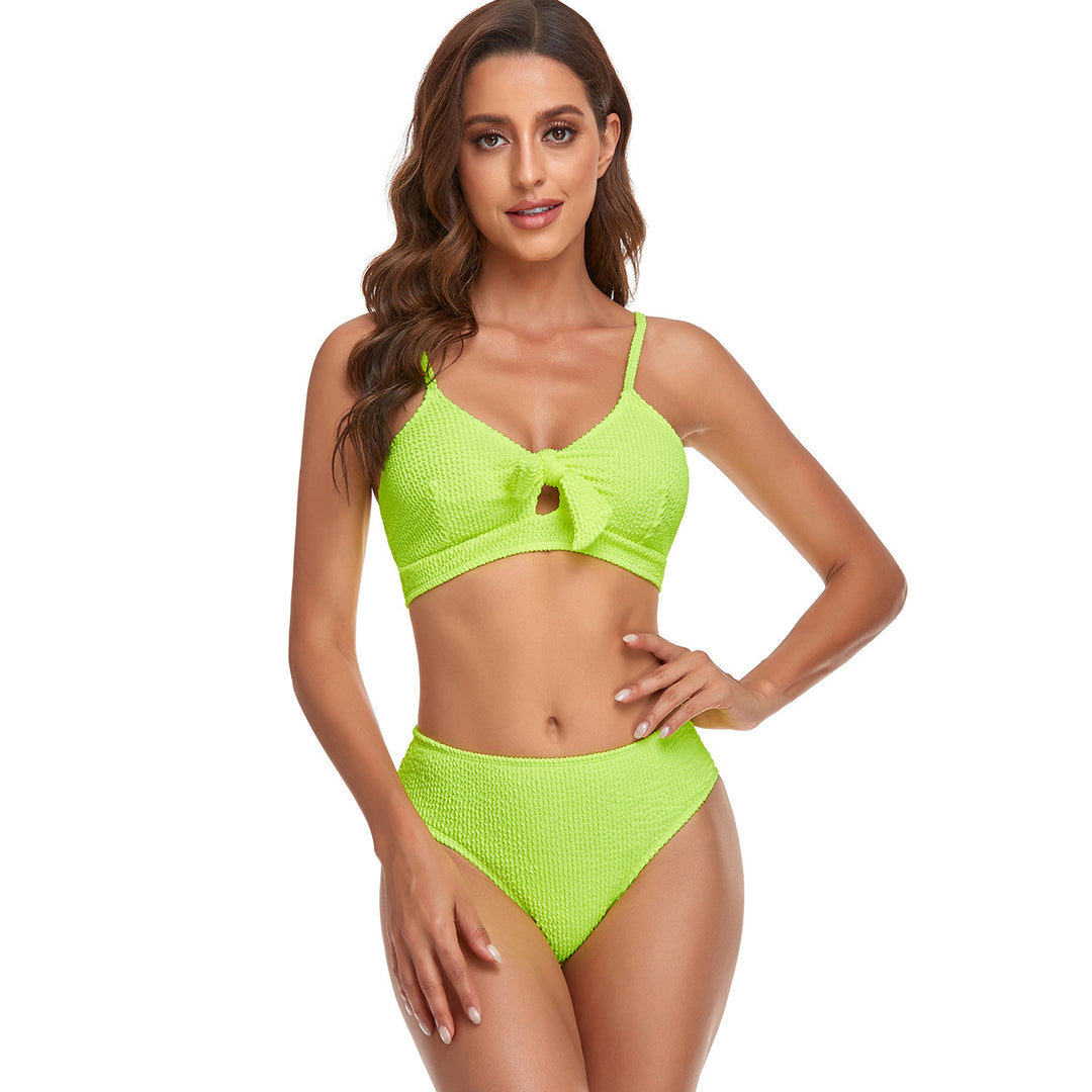 Damen Bikini-Set mit verspieltem Knoten und hoch geschnittenem Unterteil Drune