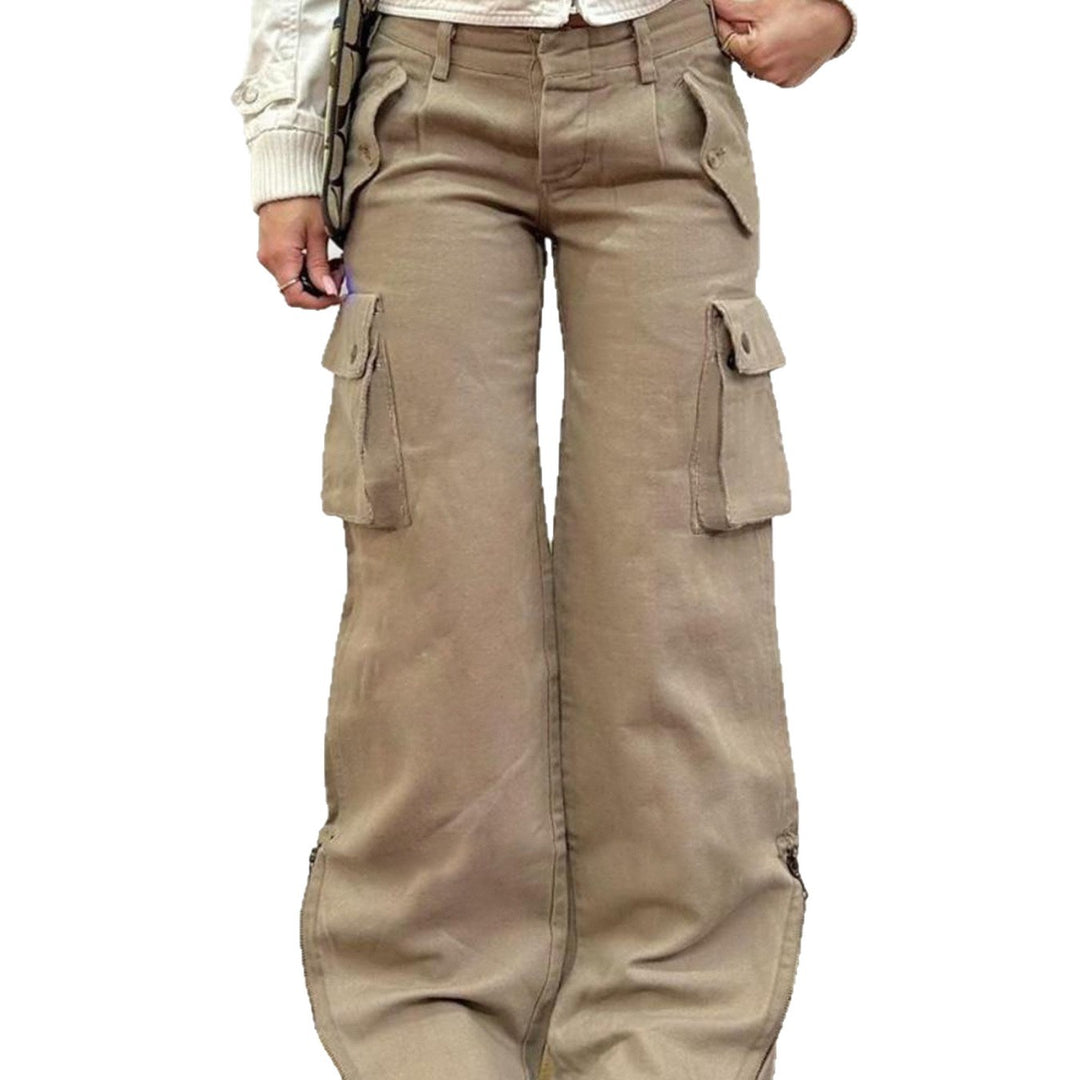 Damen lockere Cargo-Hose mit praktischen Taschen und weitem Bein Drune