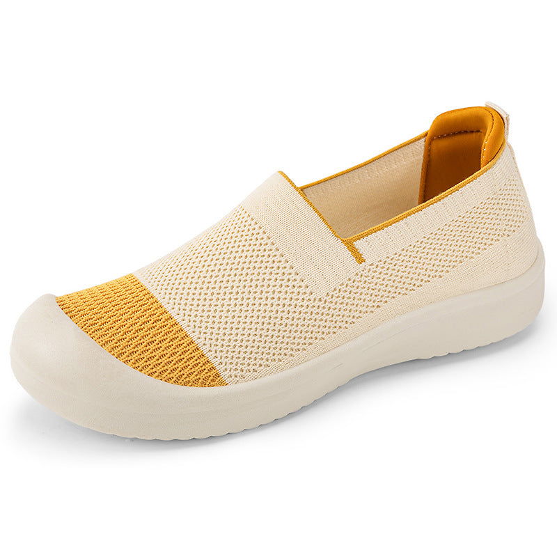 Damen nan leichter gestrickter Slip-On Sneaker mit verstärkter Zehenkappe und stoßdämpfender EVA-Plateausohle Drune