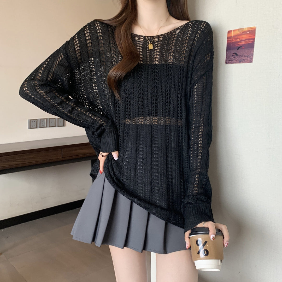 Damen luftiger Strickpullover mit offenen Maschen und lässigem Schnitt Drune