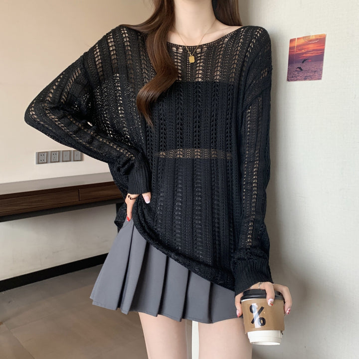 Damen luftiger Strickpullover mit offenen Maschen und lässigem Schnitt Drune