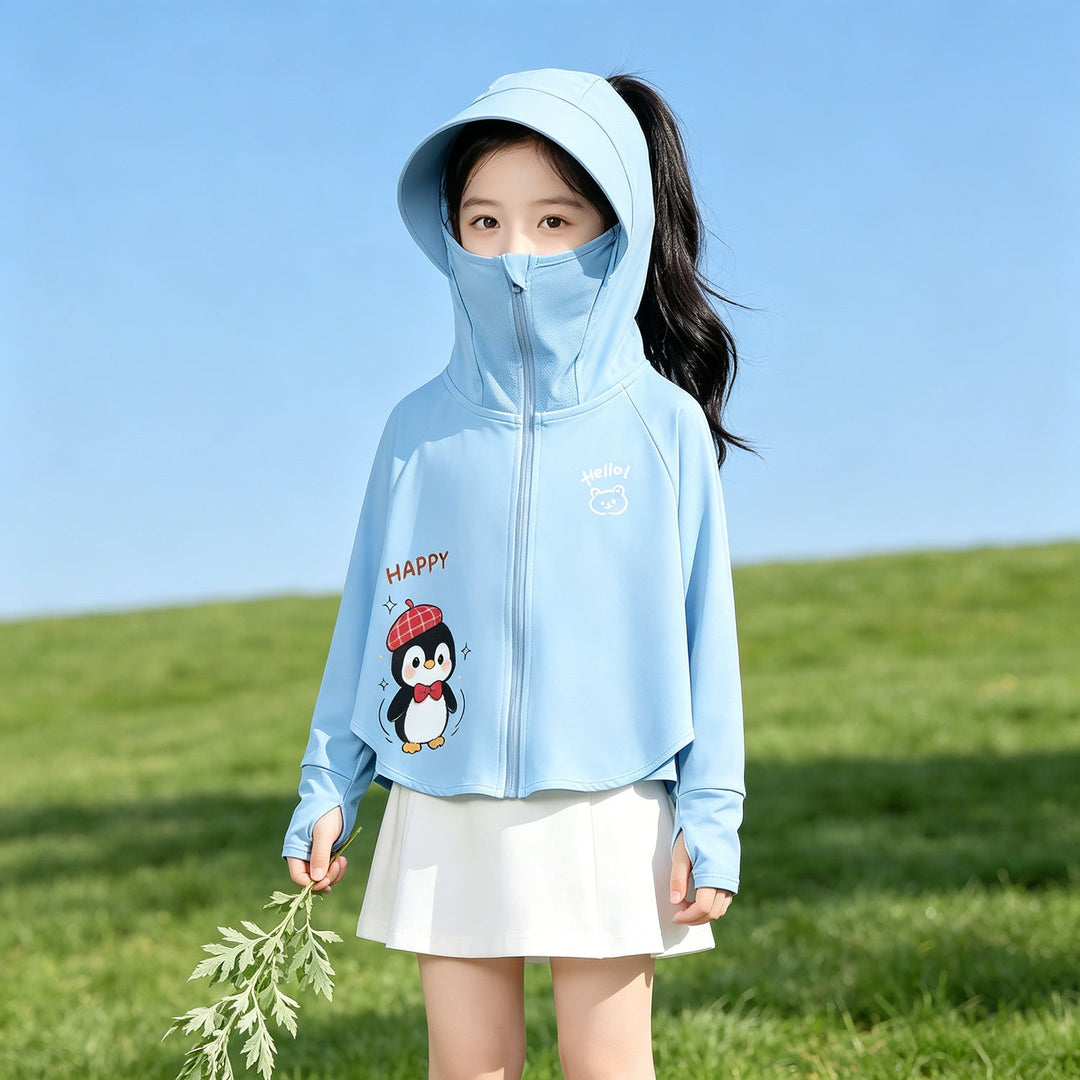 Kinder Sonnenschutzjacke mit Kapuze und atmungsaktivem Stoff Drune