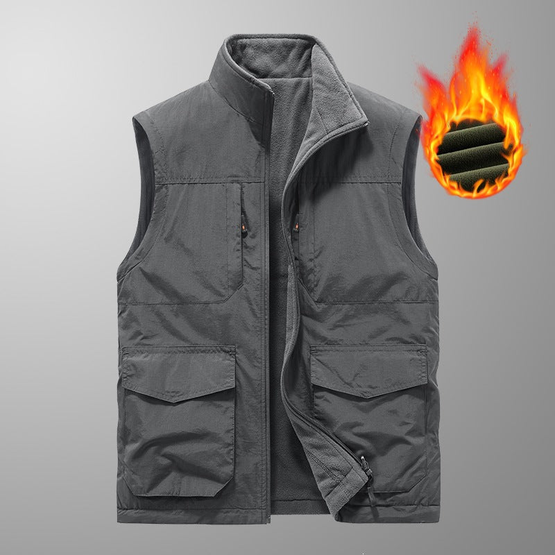 Herren Utility‑Weste mit Multi‑Taschen, Stehkragen & atmungsaktivem Mesh‑Futter Drune