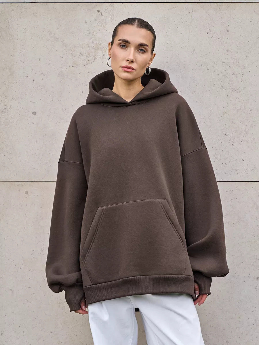 Damen Oversized Kapuzenpullover mit extra weitem Schnitt und Kängurutasche Drune