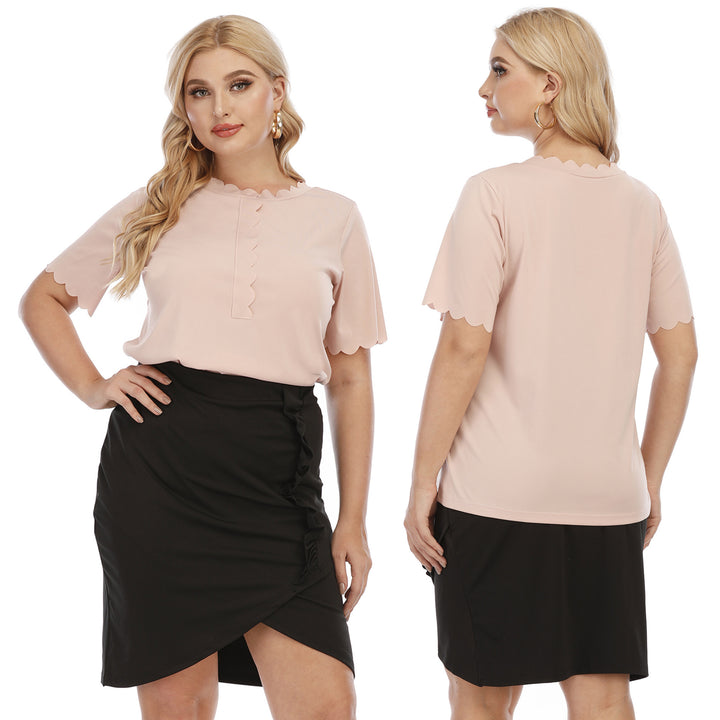 Damen elegantes Oberteil mit wellenförmigem Ausschnitt Drune