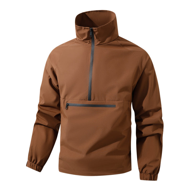 Herren Leichter wasserabweisender Anorak mit Halbzip, hohem Stehkragen & Front-Reißverschlusstasche Drune