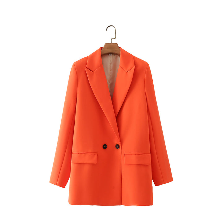 Damen nan taillierter Longblazer im Oversize-Look mit Reverskragen und Pattentaschen Drune