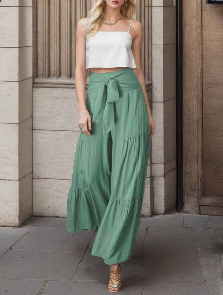 Damen Weitgeschnittene Sommerhose mit elastischem Bund und seitlichem Kordelzug Drune