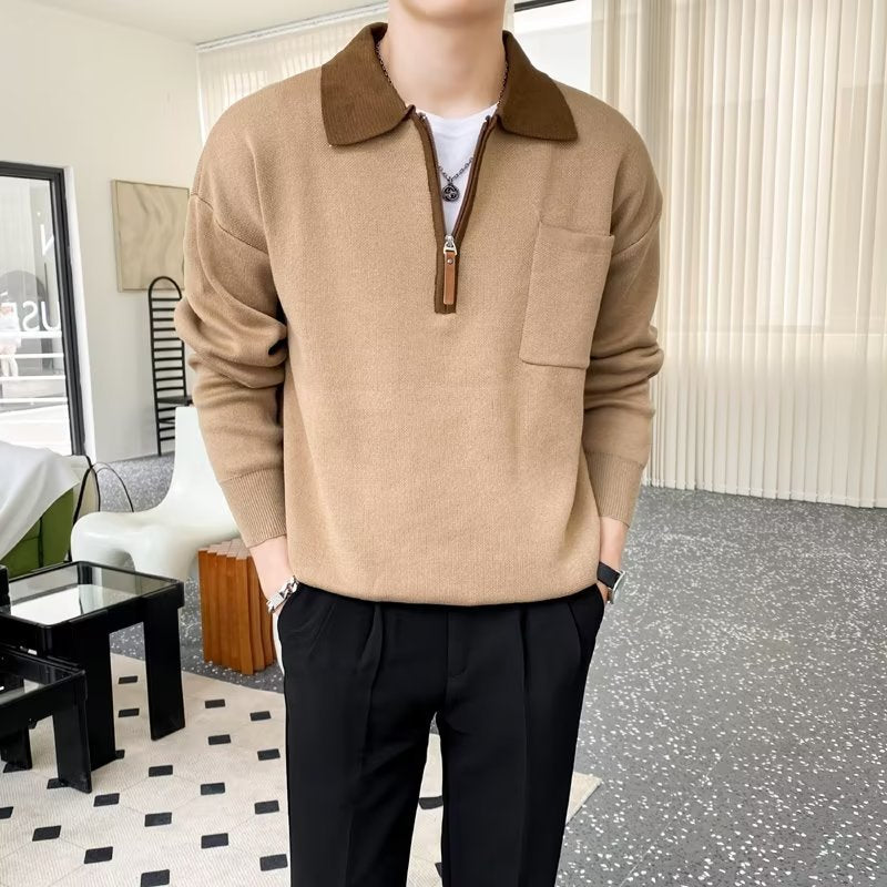 Herren Elegante Sweatjacke mit Stehkragen und Reißverschluss Drune