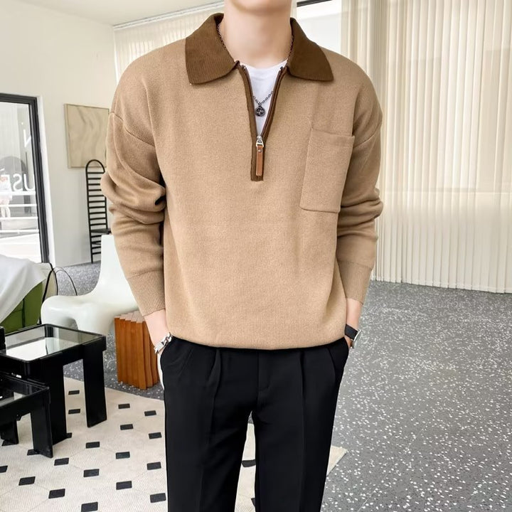 Herren Elegante Sweatjacke mit Stehkragen und Reißverschluss Drune