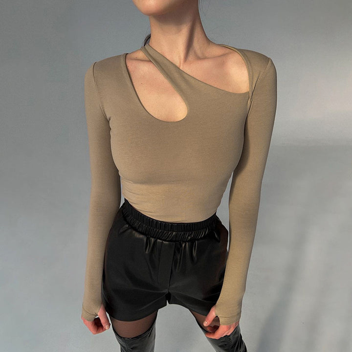 Damen Bodysuit mit asymmetrischem Ausschnitt und modischem Knoten Drune