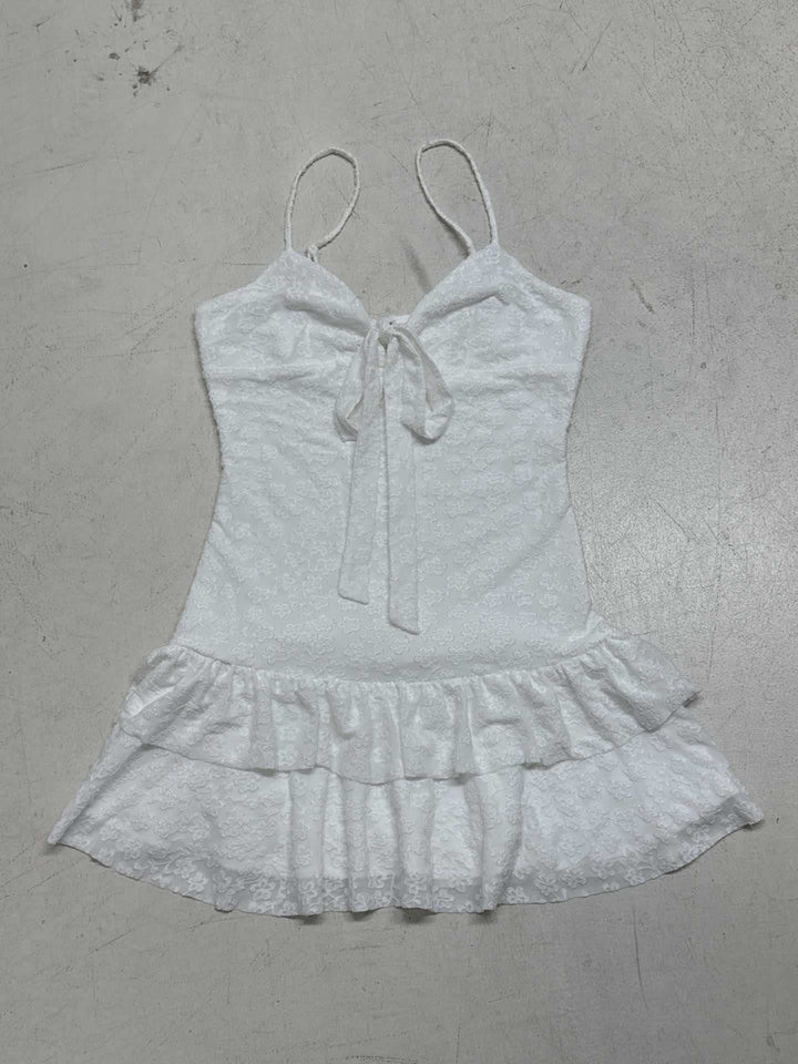 Damen verspieltes Sommerkleid mit Rüschensäumen und Schleifen-Detail Drune