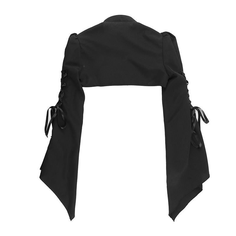 Damen figurbetonte Bluse mit Rüschendetails und Schnürung Drune