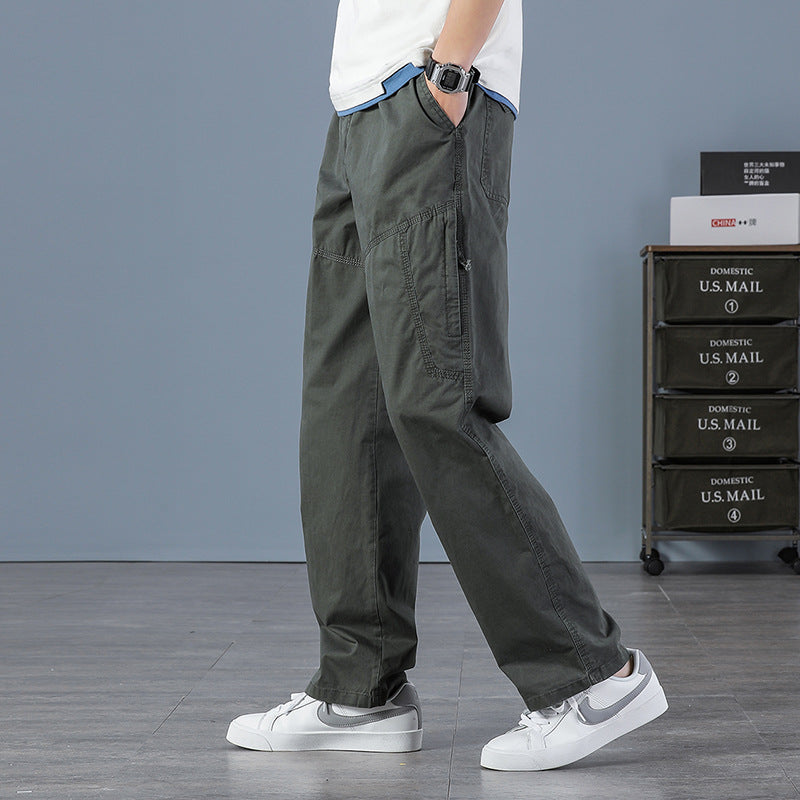 Herren Weite Utility-Cargohose mit geradem Bein, Mehrfachtaschen & lockerer Passform Drune