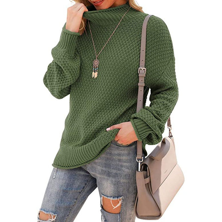 Damen Grobstrickpullover mit hohem Kragen und strukturierter Oberfläche Drune