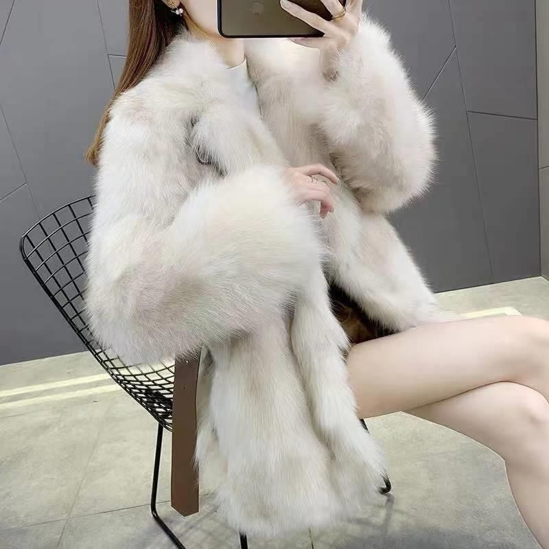 Damen Elegante Kunstpelzjacke Drune