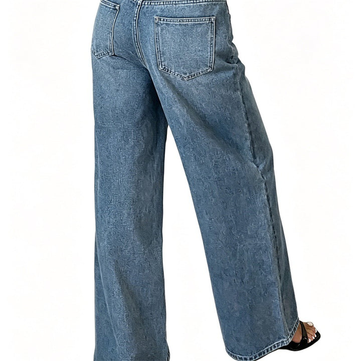 Damen Jeanshose mit hoher Taille und weitem Bein Drune