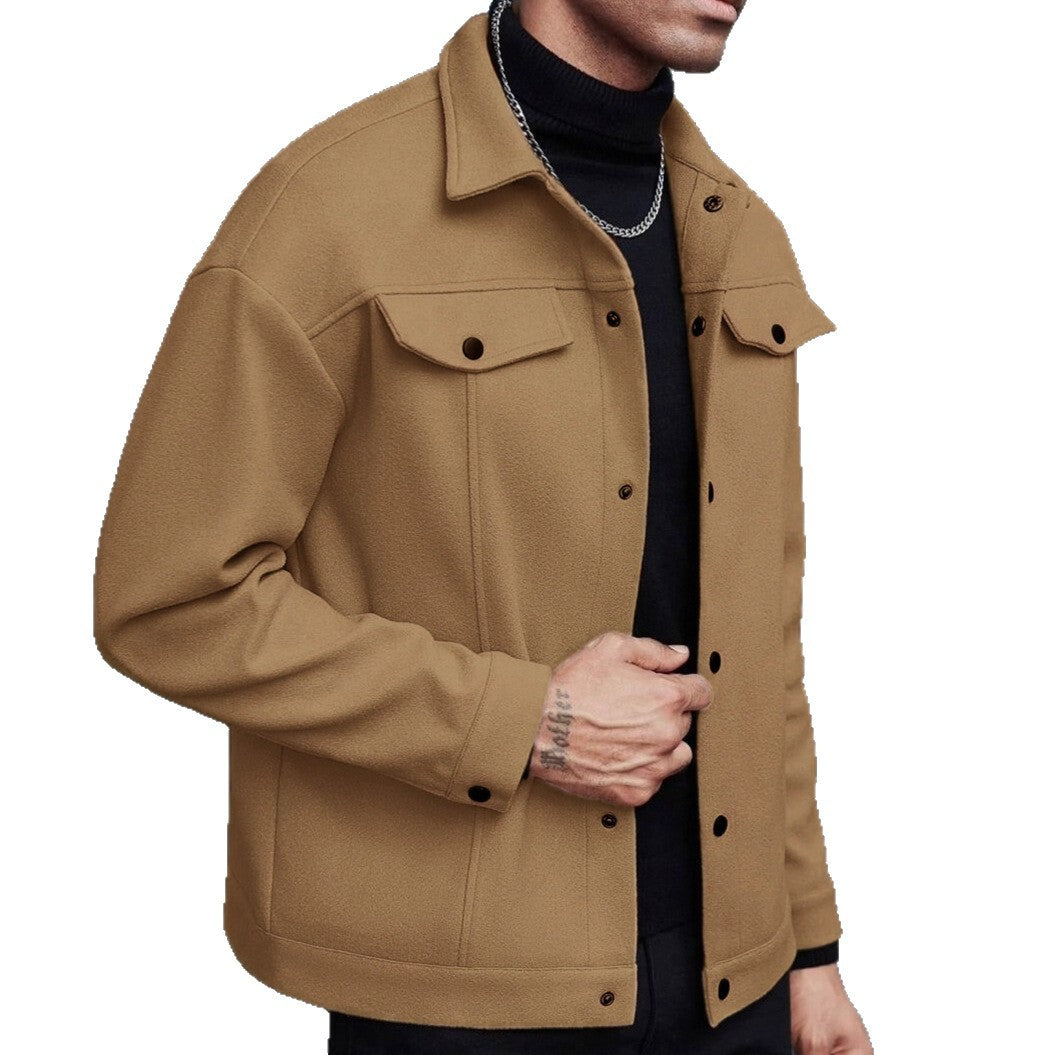 Herren nan Hemdjacke aus Wollmischung mit Druckknöpfen und Pattentaschen Drune