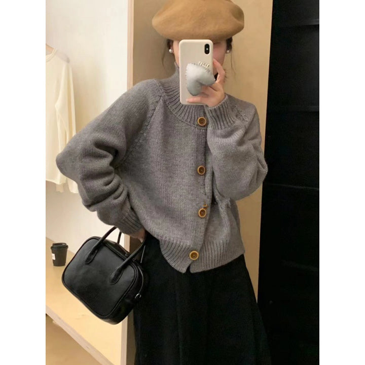 Damen Casual Strickjacke mit kontrastierenden Knöpfen und lässigem Schnitt Drune