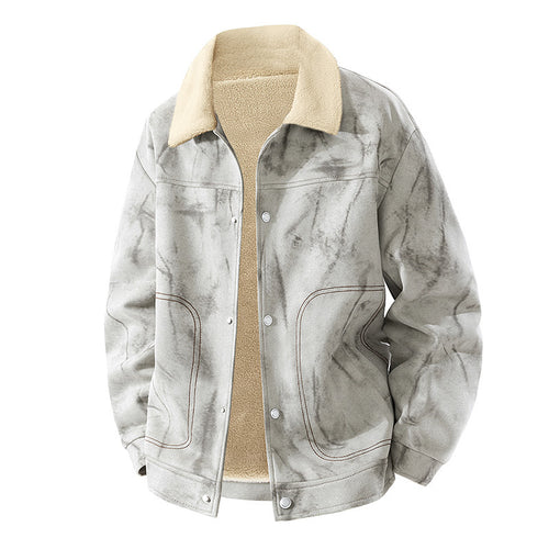 Herren Lässige Jeansjacke mit warmem Futter Drune