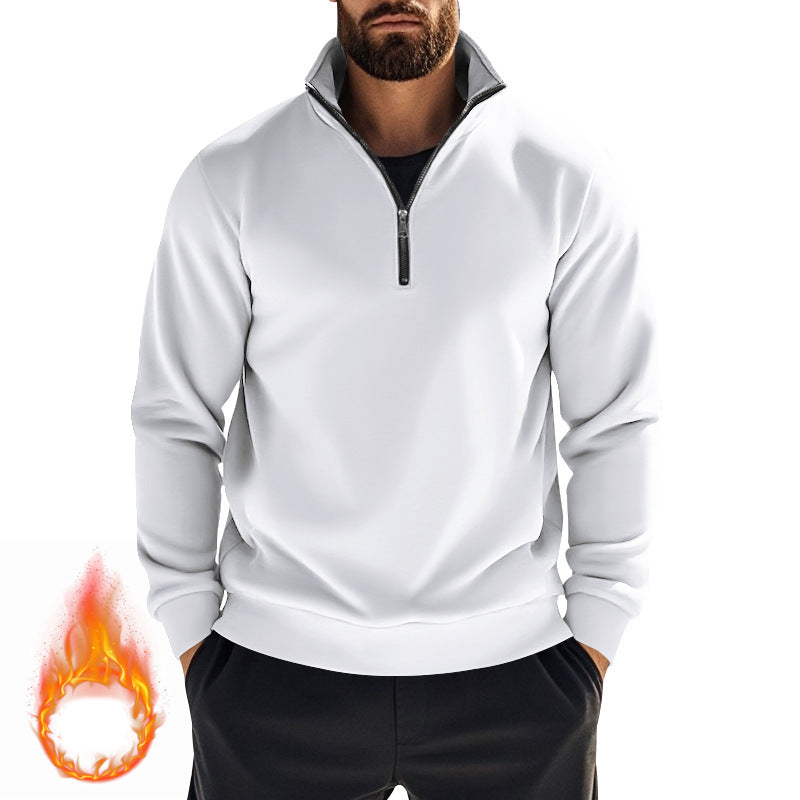 Herren nan thermischer Halbzip-Pullover mit Stehkragen und wärmendem Fleece-Innenfutter Drune