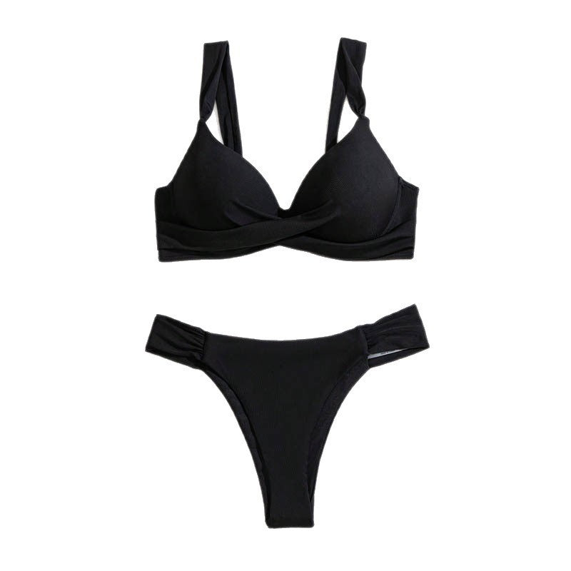 Damen Bikini-Set mit elegantem Wickel-Oberteil und hoch geschnittenem Höschen Drune