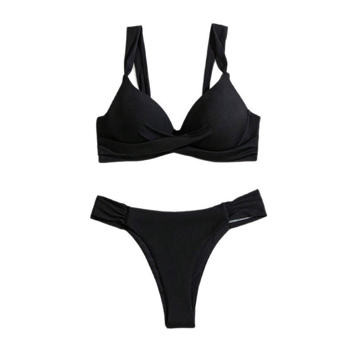 Damen Bikini-Set mit elegantem Wickel-Oberteil und hoch geschnittenem Höschen Drune