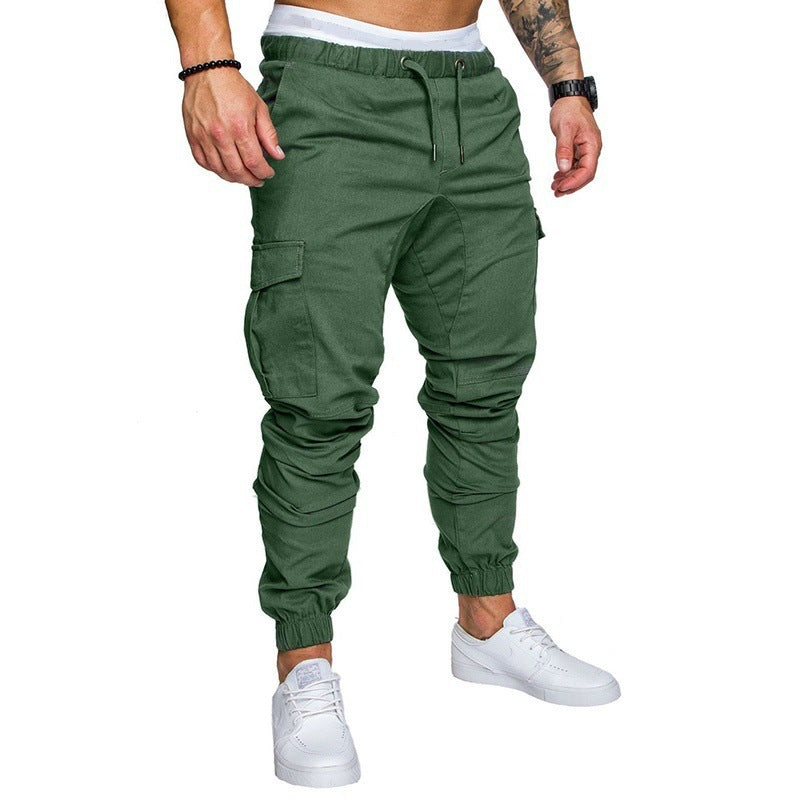 Herren nan taillierter Cargo-Jogger mit elastischem Bund, Kordelzug und aufgesetzten Taschen Drune