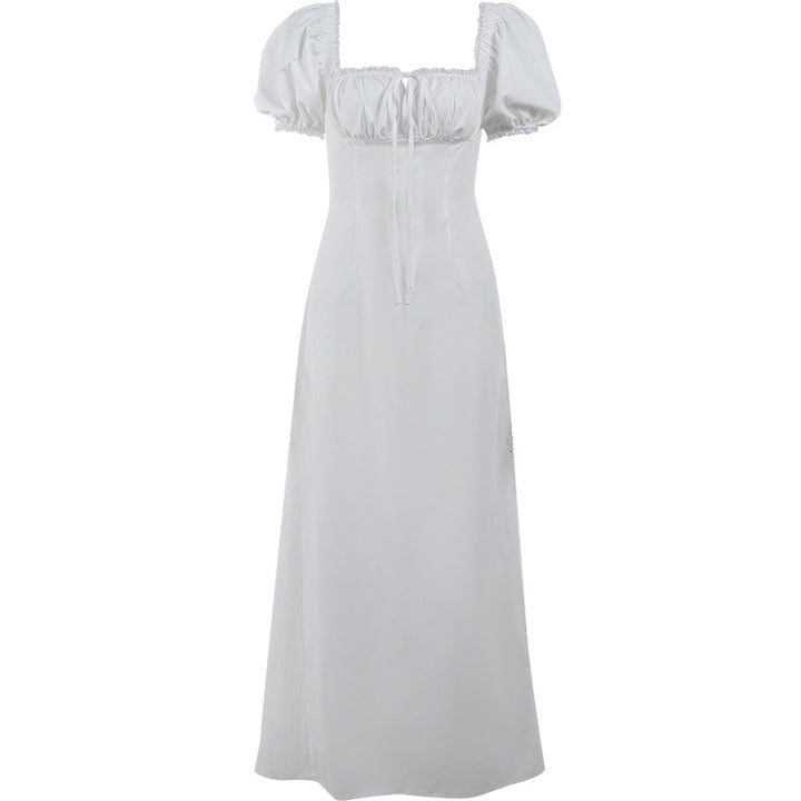 Damen Maxikleid mit Puffärmeln und romantischem Rüschendetail Drune