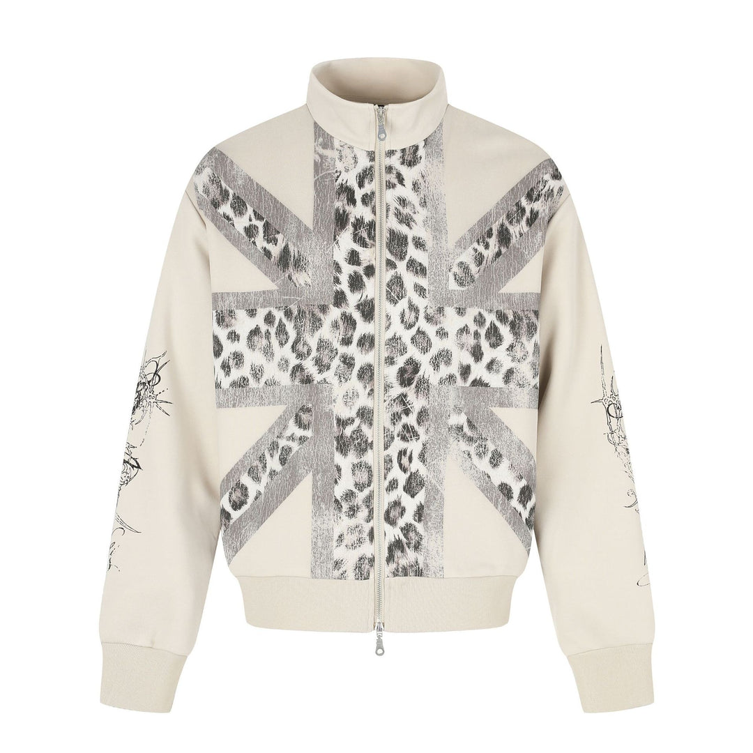 Damen Oversize-Sweatjacke mit Stehkragen und Leoparden-Print Drune