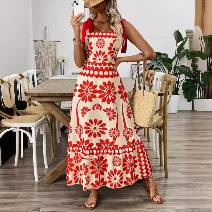 Damen Floral Print Maxikleid Drune