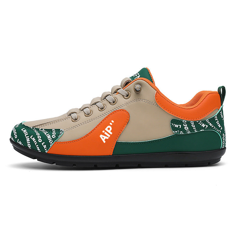 Herren Moderner Low-Top Lederimitat-Sneaker mit gepolstertem Schaft und profilierter Gummisohle Drune