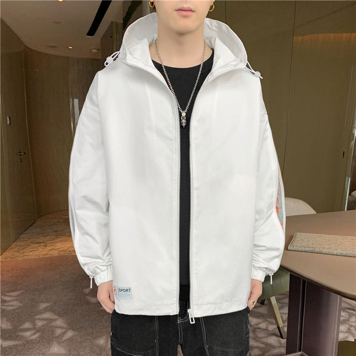 Herren Leichtgewichtige Kapuzenjacke im Oversize-Sportstyle mit Ärmel-Reißverschlüssen Drune