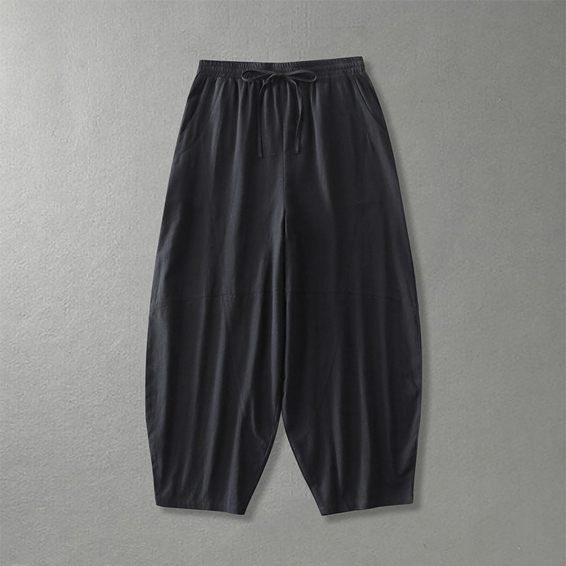 Damen weite Haremshose aus leichtem Satin mit Tunnelzug und seitlichen Taschen Drune